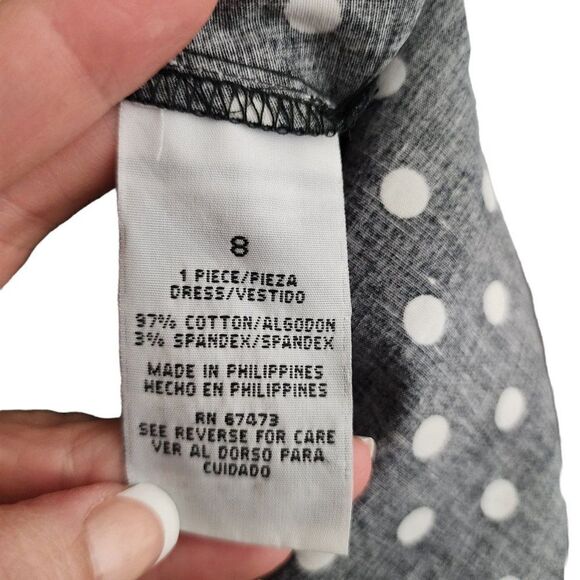 Vintage 90s A Line Dress Womens Size 8 Black White Polka Dot Sleeveless - Picture 4 of 6